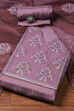 Purple Chanderi Blend Machine Embroidered Unstitched Suit Set image number 0