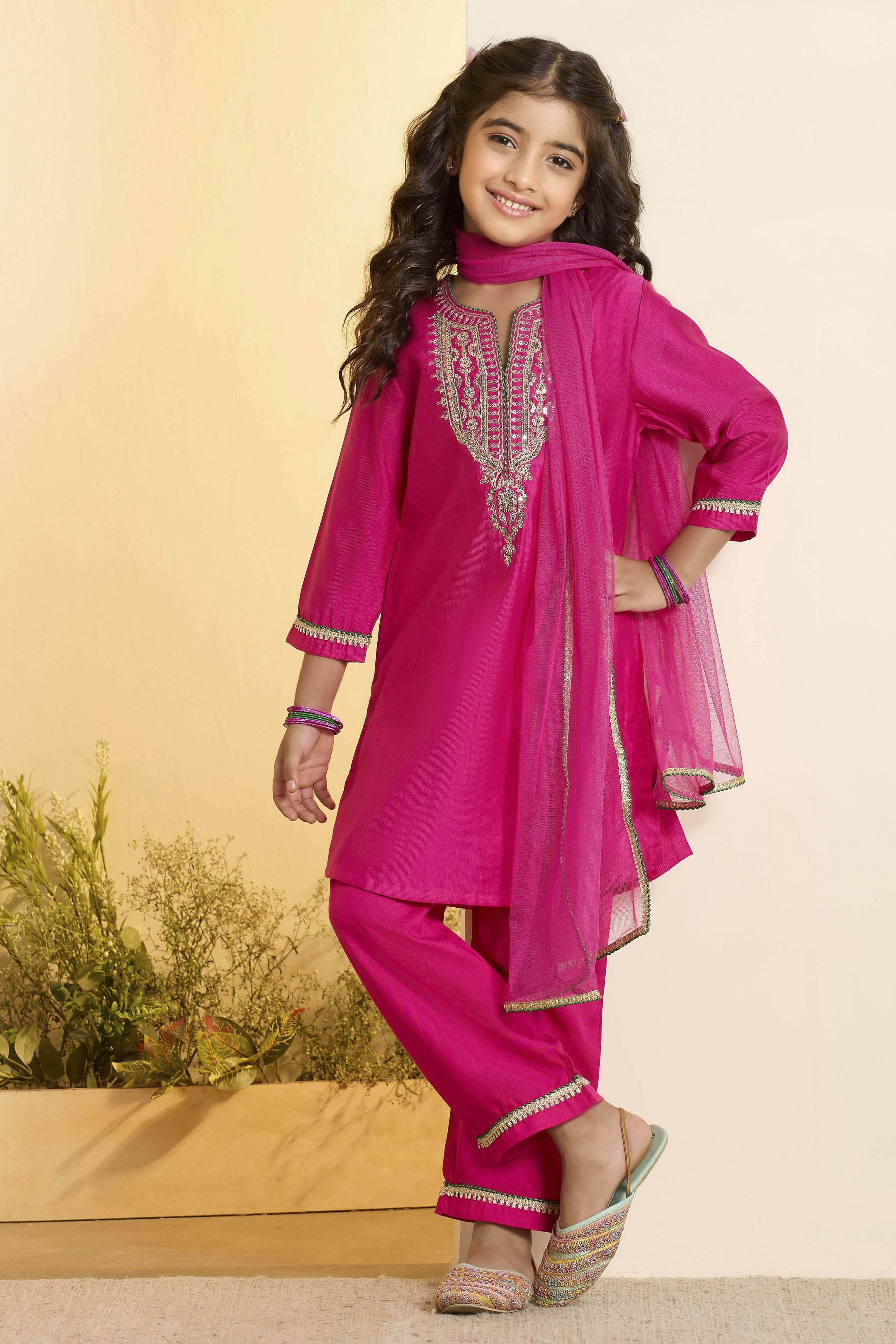 Pink Yoke Design A-Line Kurta Set image number 0
