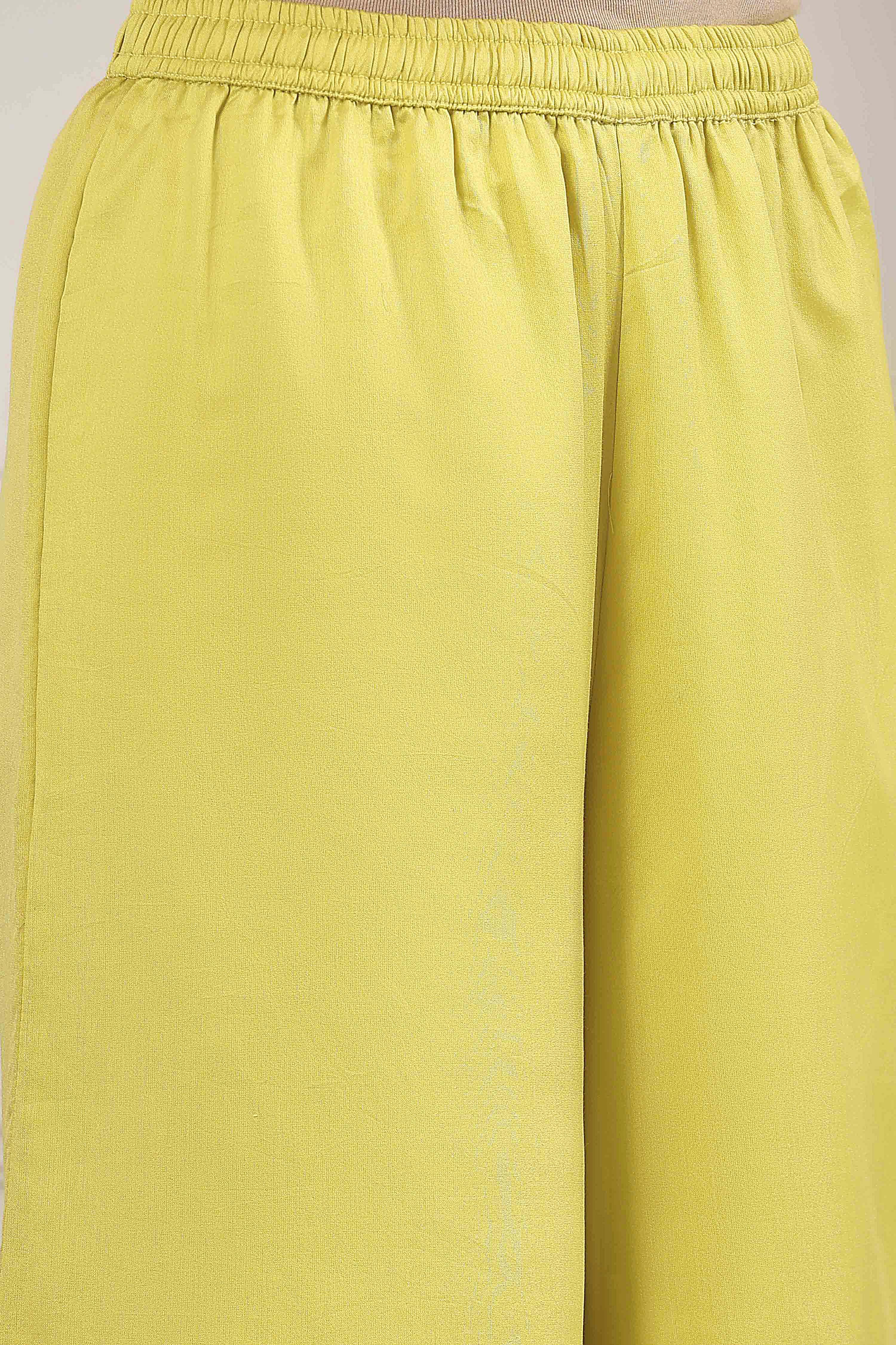 Lime Green Cotton Silk Anarkali Suit Set image number 2