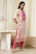 Pink Cotton Printed Straight Kurta image number 4