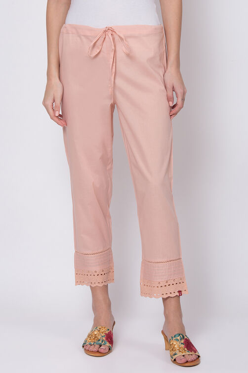 White Cotton Solid Pant image number 0