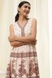 White and Rust Cotton Tiered Dress image number 6