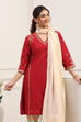 Charcoal Cotton Straight Kurta Regular Pants Suit Set image number 6
