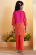Orange Cotton Straight Kurta Set with Jacket image number 5