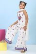 Off White Cotton Printed Straight Suit Set image number 3
