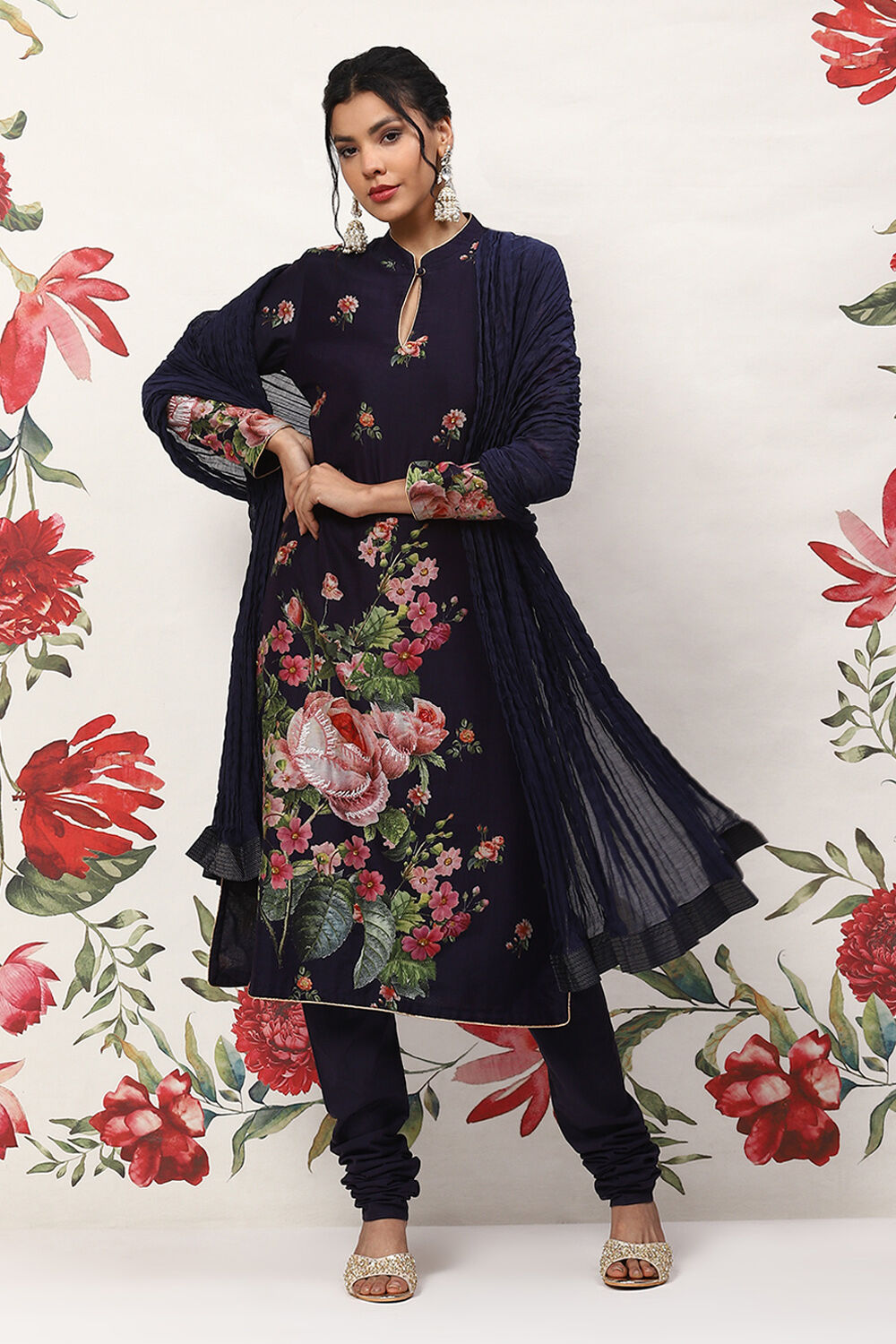 Cream Cotton Blend Straight Kurta Suit Set image number 0