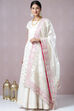 Off White Poly Metallic Cotton Straight Kurta Skirt Suit Set image number 4