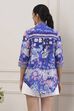 Blue Cotton Floral Printed Shirt image number 3