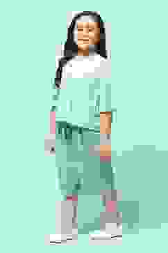 Turquoise Cotton Straight Printed Kurta Set image number 3