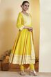 Yellow Cotton Floral Printed Anarkali Kurta Set image number 5