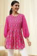 Pink Straight Printed Short Kurta image number 5