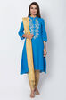 Blue Cotton And Viscose A-Line Solid Kurta image number 2