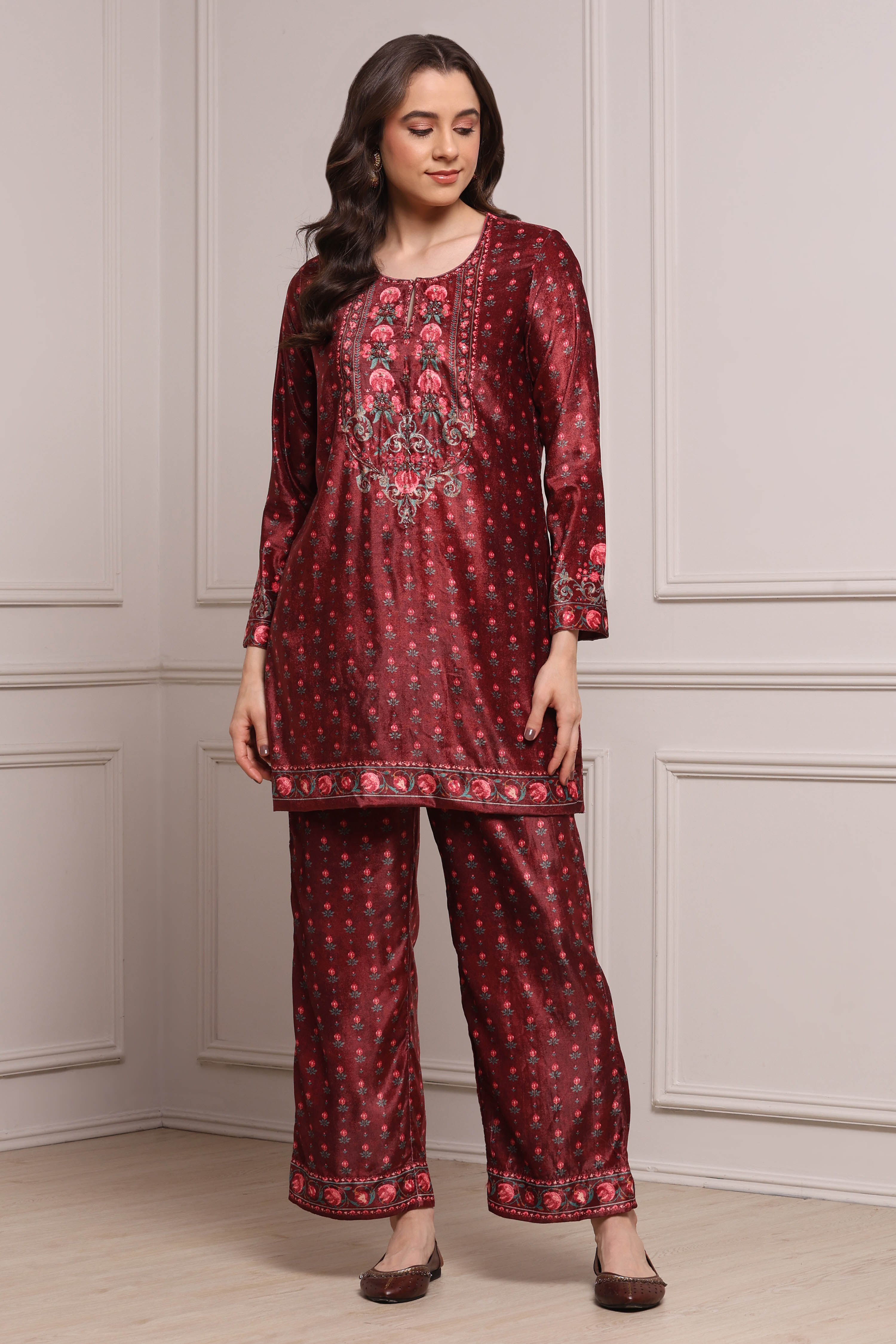 Ochre Yellow Polyester Printed Kurta Pants Set image number 6