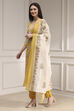 Turquoise Chanderi Handloom Unstitched Suit Set image number 4