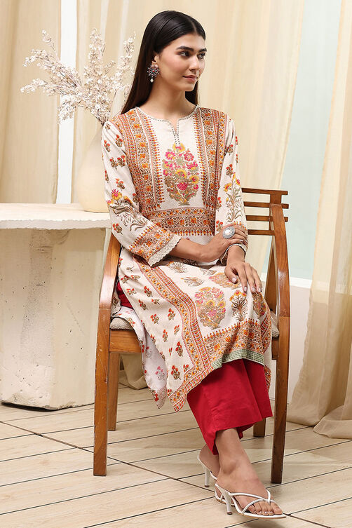 Green Printed Straight Kurta image number 0