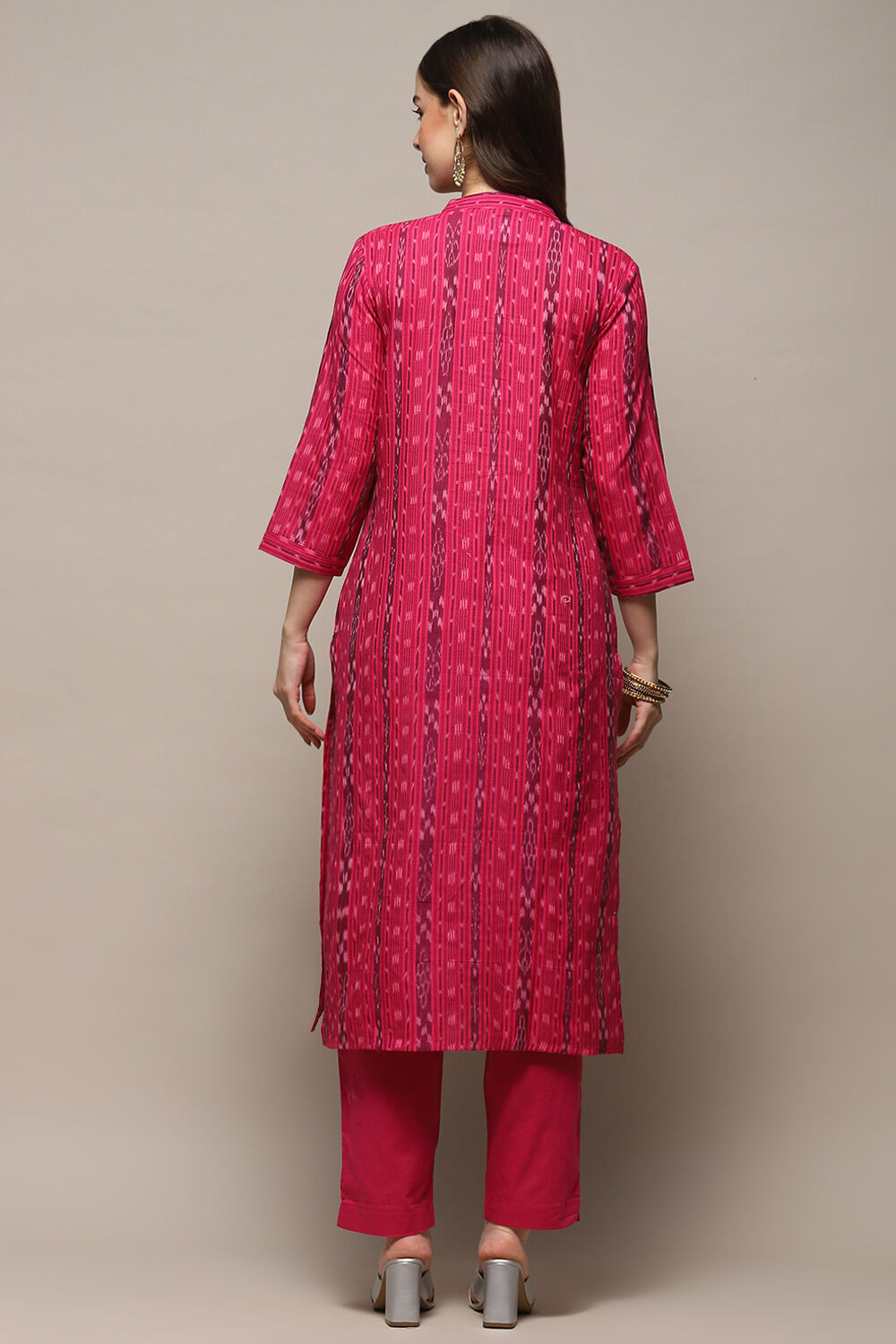 Orange Cotton Unstitched Suit set image number 6