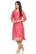 Off White Poly Metallic Cotton Straight Printed Kurta image number 3