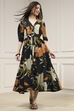 Black Viscose Rayon Straight Printed Dress image number 0