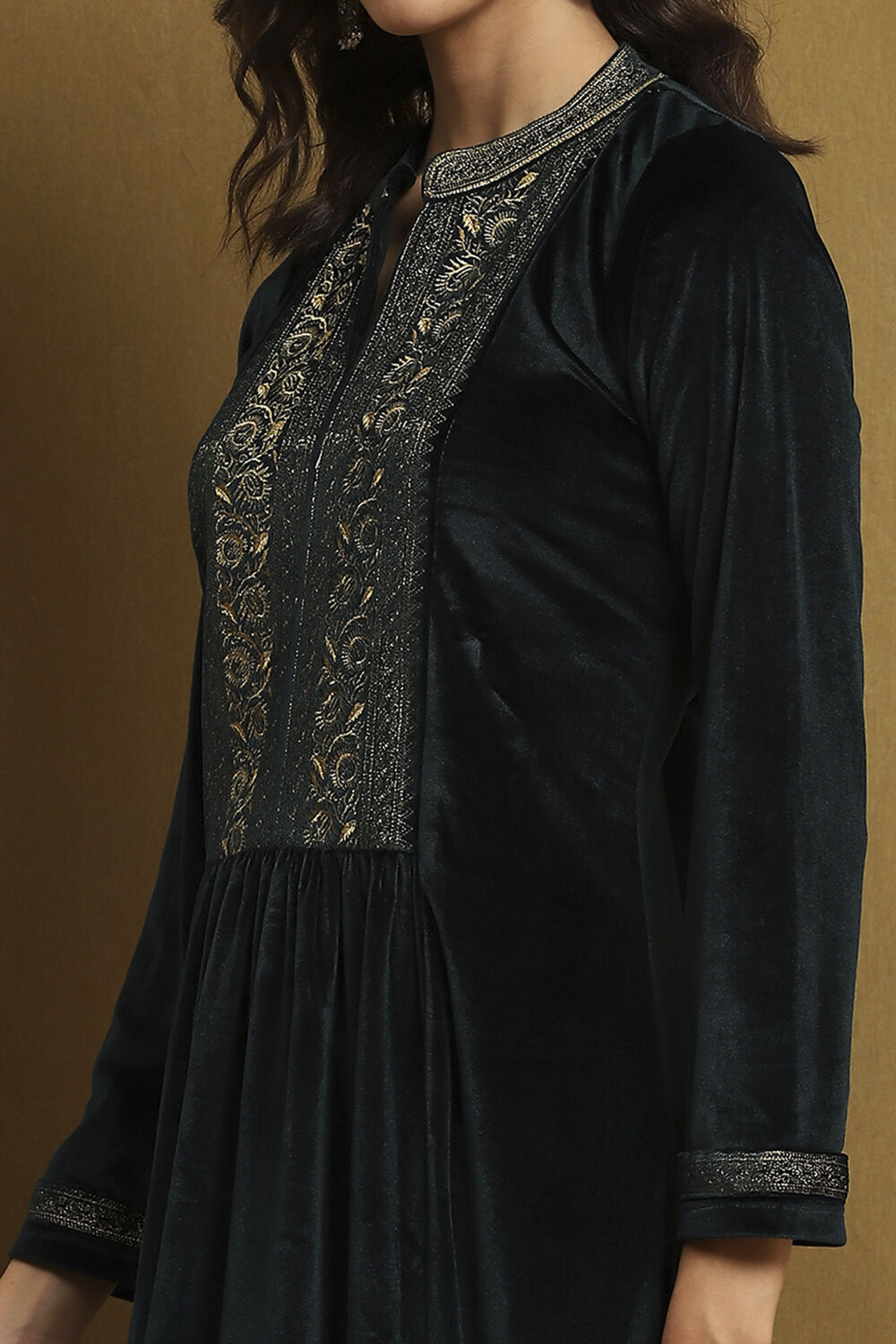 Navy Polyester Straight Suit Set image number 1