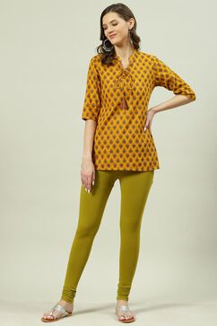 Henna Green Cotton Lycra Churidar image number 5