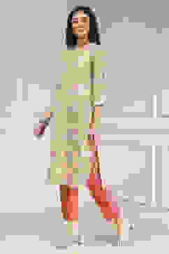 Yellow Cotton Blend Printed Straight Kurta image number 2