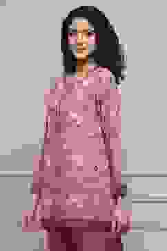 Pink Art Silk Printed Straight Short Kurta image number 2