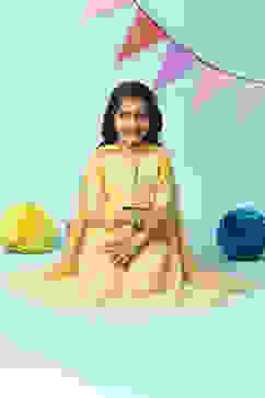 Yellow Cotton Blend Kalidar Kurta Straight Palazzo Suit Set image number 7