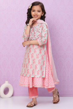 Powder Blue Art Silk Layered Straight Kurta Regular Pant Suit Set image number 6