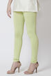 Moss Green Viscose Lycra Solid Leggings image number 0