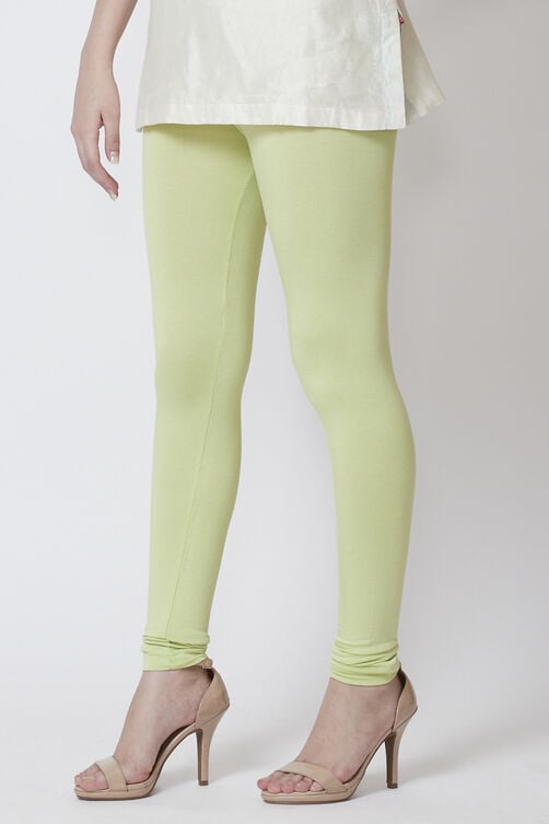 Moss Green Viscose Lycra Solid Leggings image number 0