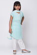 Turquoise Cotton Chikankari Kurta Salwar Suit Set image number 3