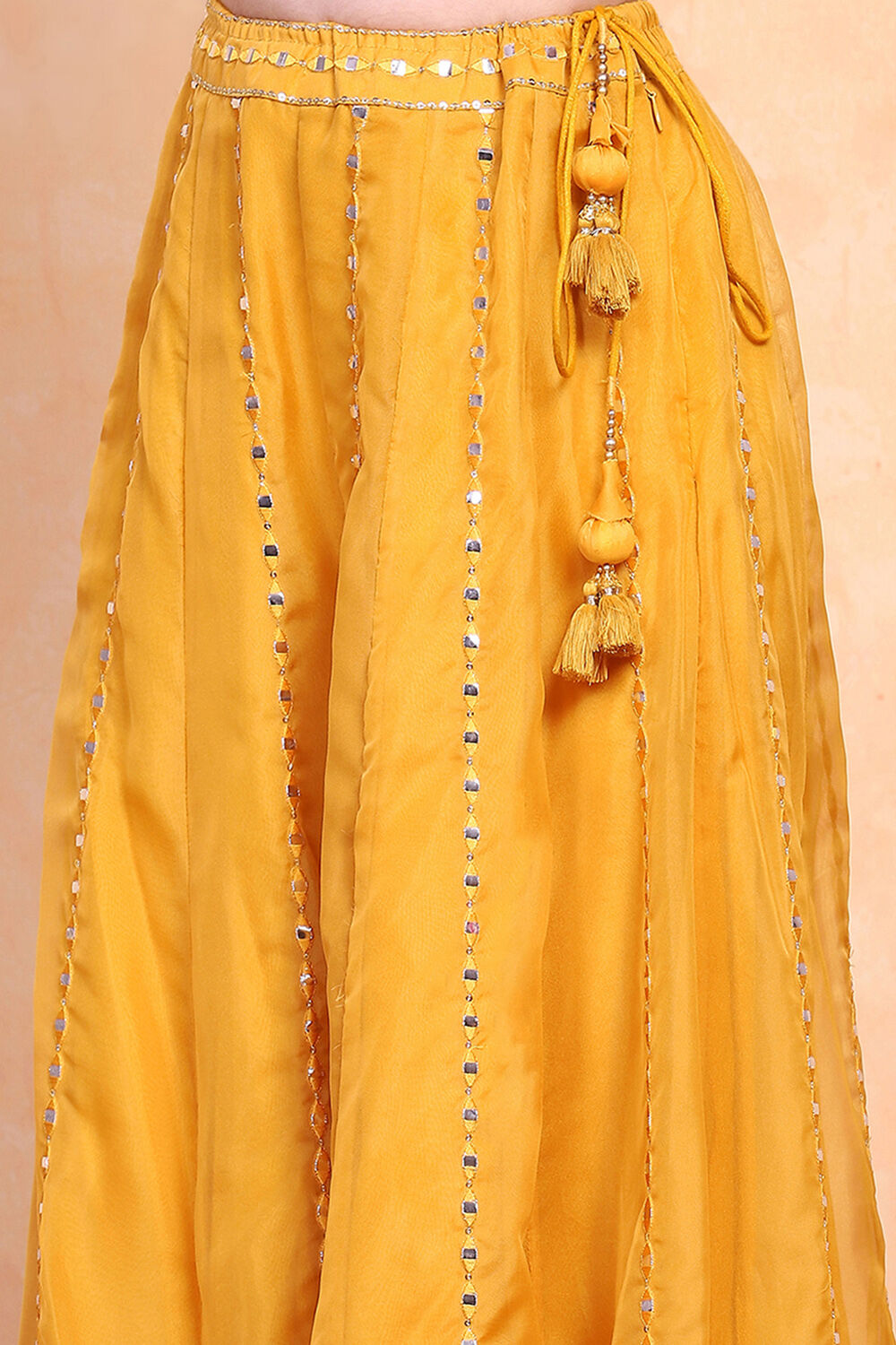 Yellow Printed Festive Fusion Set image number 2