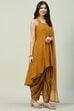 Purple Cotton Blend Asymmetric Printed Kurta Suit Set image number 6