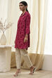 Red Printed Shirt-Style Short Kurta image number 2