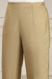 Beige Viscose Rayon Fitted Solid Pants image number 5