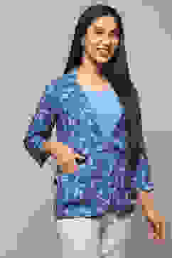 Electric Blue Rayon Straight Jacket image number 5