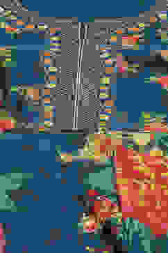 Teal Cotton Flared Fusion Printed Dress image number 1