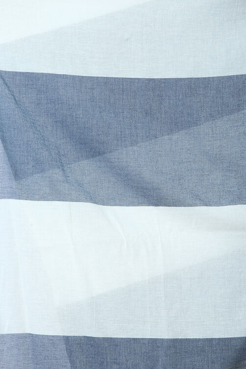 Off White And Blue Cotton Yarndyed Stole image number 1
