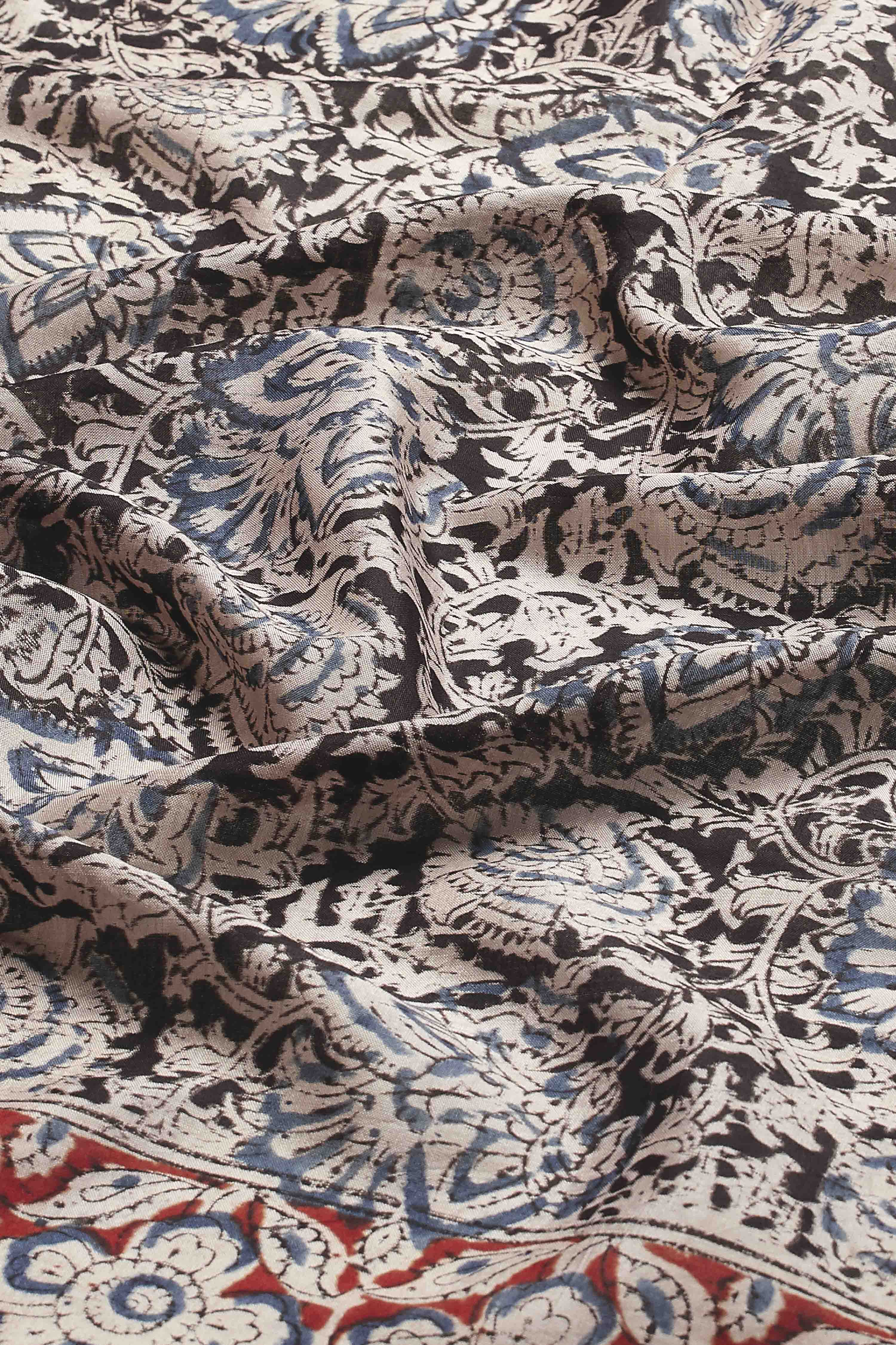 Black Chennur Silk Floral Printed Dupatta image number 2