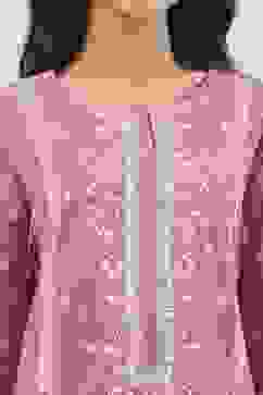 Pink Cotton Straight Suit Set image number 1