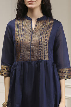 Navy Blue Polyester Blend  Kurta image number 1