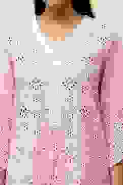Pink Cotton Schiffli Straight Suit Set image number 1