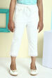 Blue Cotton Lycra Capris image number 3