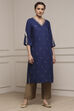 Blue Viscose Rayon Straight Kurta image number 4
