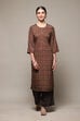 Brown Art Silk Straight Kurta Palazzo Suit Set image number 6