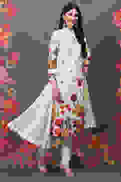 Rohit Bal Off White Cotton Silk Straight Printed Suit Set image number 6