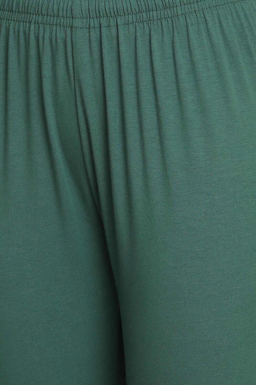 Green Solid Knitted Churidar image number 1