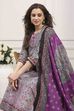 Purple Cotton Printed Anarkali Suit Set image number 6