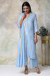 Light Blue Cotton Straight Kurta Palazzo Suit Set