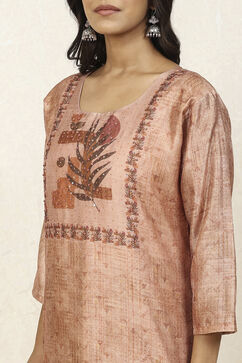 Grey Silk Blend Printed  Embroidered Unstitched Suit Set image number 2